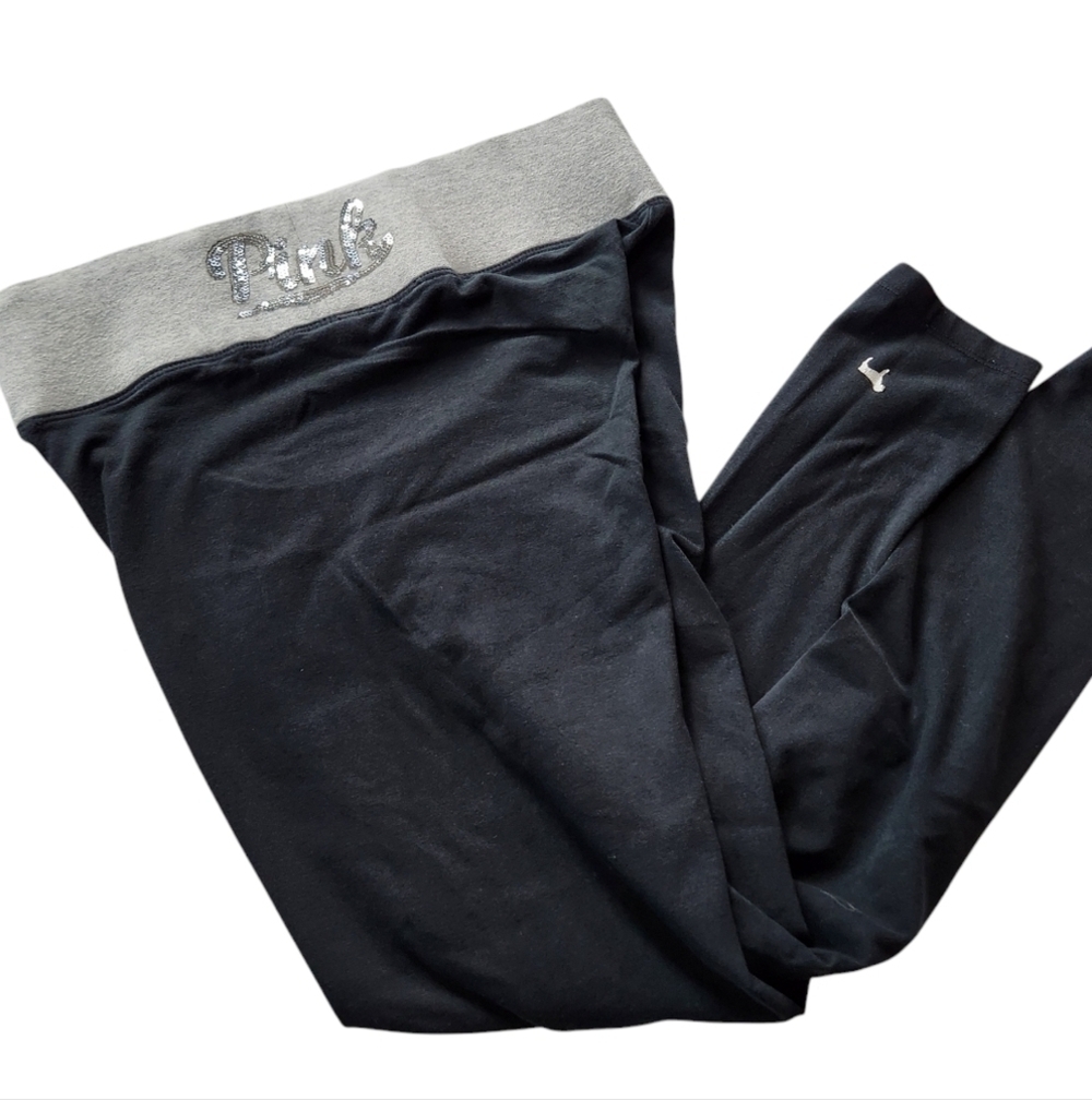 2010s Victoria’s Secret Yoga Black Grey Sequin Leggings